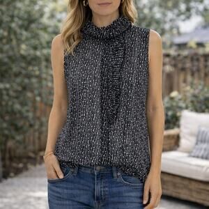 Cabi Black White Amazing with the Music Notes Sleeveless Top Small